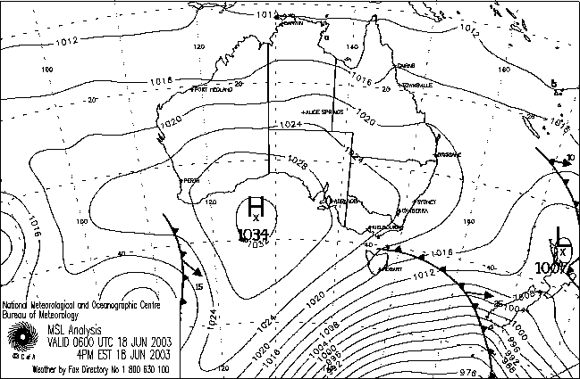 Latest Analysis - Mean Sea Level
                        (MSL)Pressure